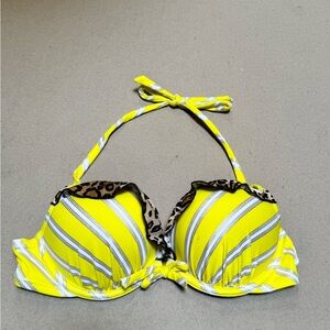Victoria's Secret Yellow and Leopard Bikini Top